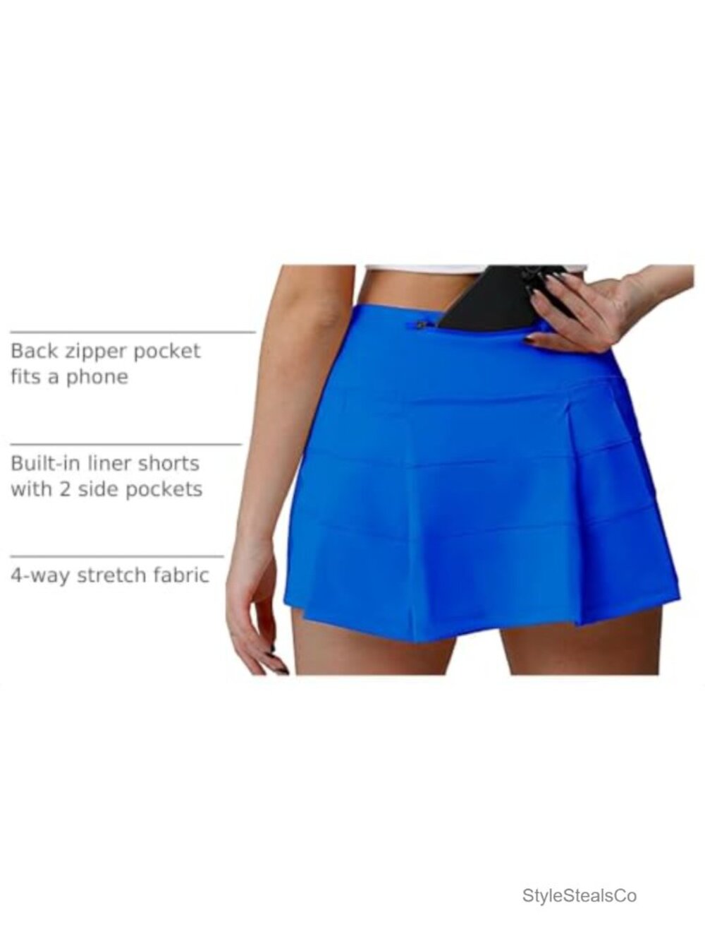High Waisted Pleated Tennis Skirt with Pockets Athletic Golf Skorts for Women - Picture 3 of 6
